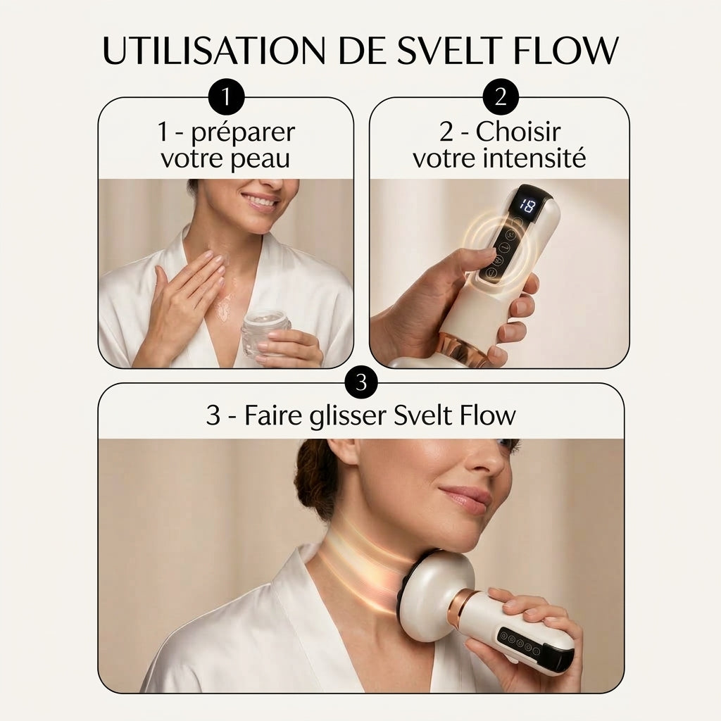 Révélez une peau visiblement plus lisse grâce à notre masseur corporel anti-cellulite SVELT Flow.